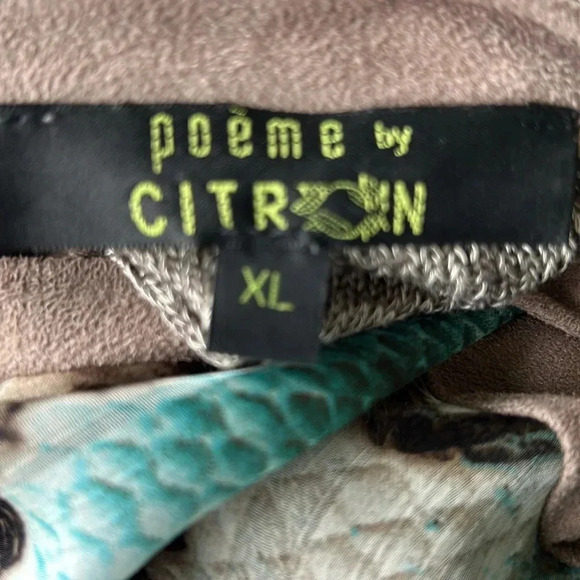 Citron Poeme snake print silky sweater top v neck long sleeve excellent Size XL - Picture 5 of 8